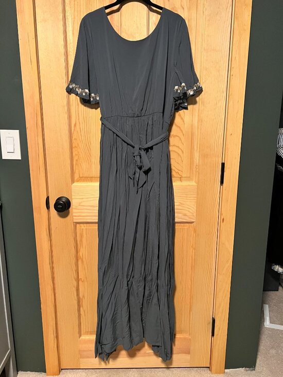 Embroidered Wrap Dress in Jade from Piper & Scoot - Picture 6 of 6